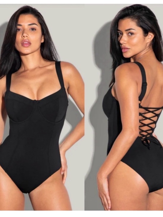Ta3 Other - Classic Black Lace-Up One-Piece Swimsuit sample sale new without tags
